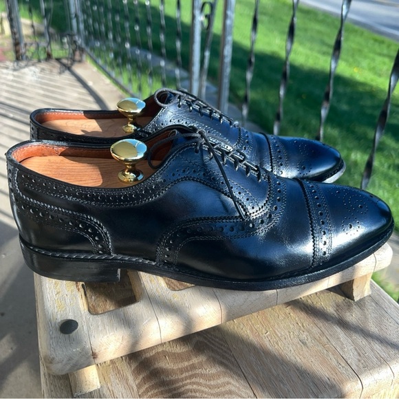 Allen Edmonds Strand Black Leather Cap Toe Brogue 6115 Men's Size 9D - Picture 6 of 12